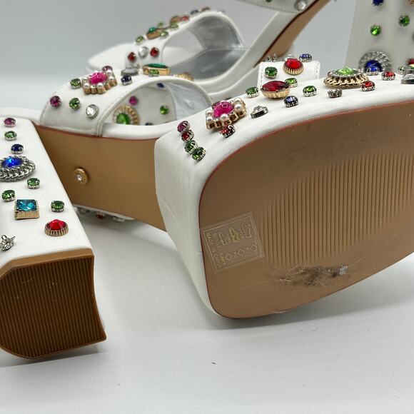 AZALEA WANG Breeze Embellished Sandal in White Jewel Rhinestone Sz 10 - Picture 8 of 9